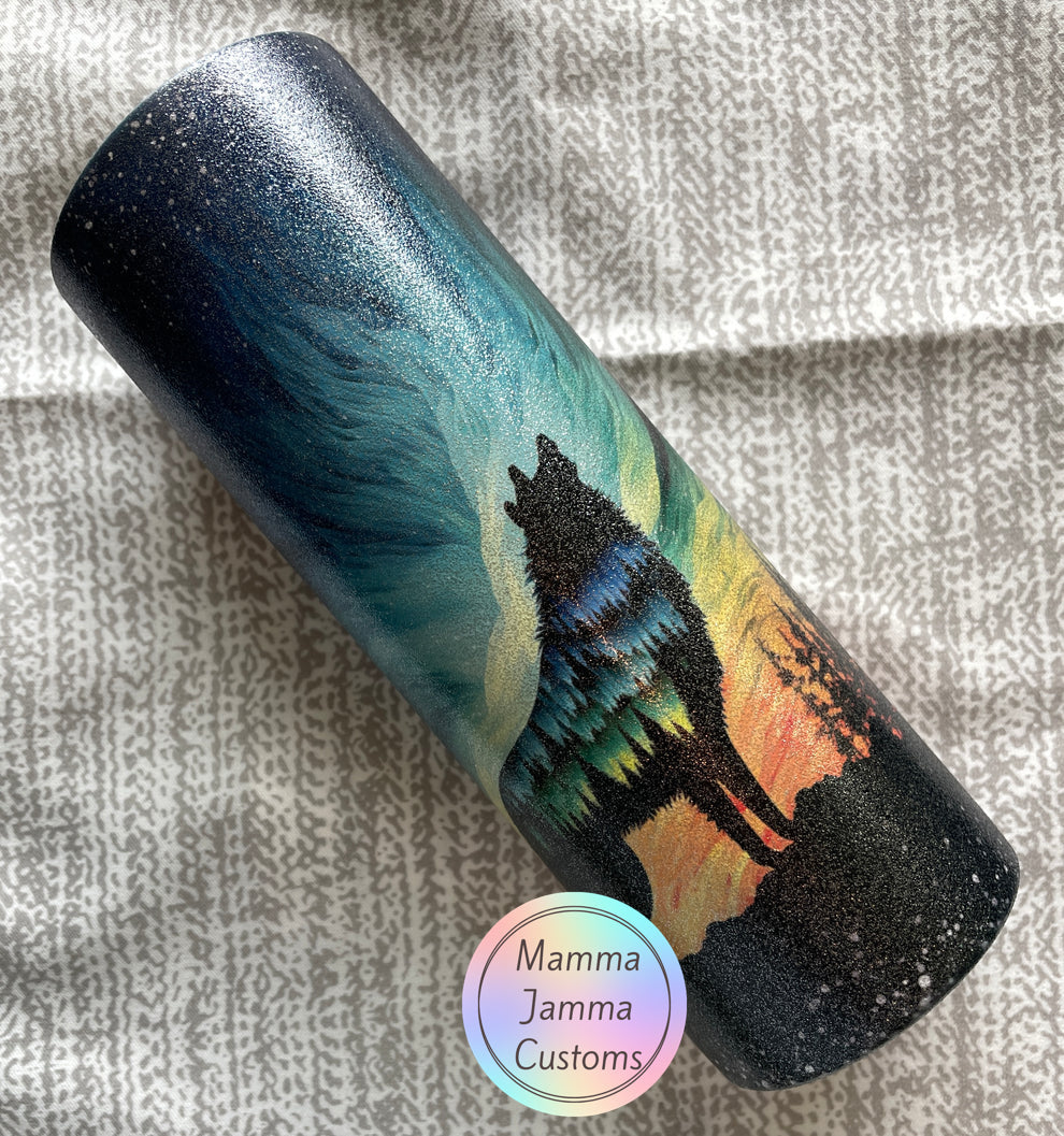 Northern Lights Wolf 20 oz Tumbler