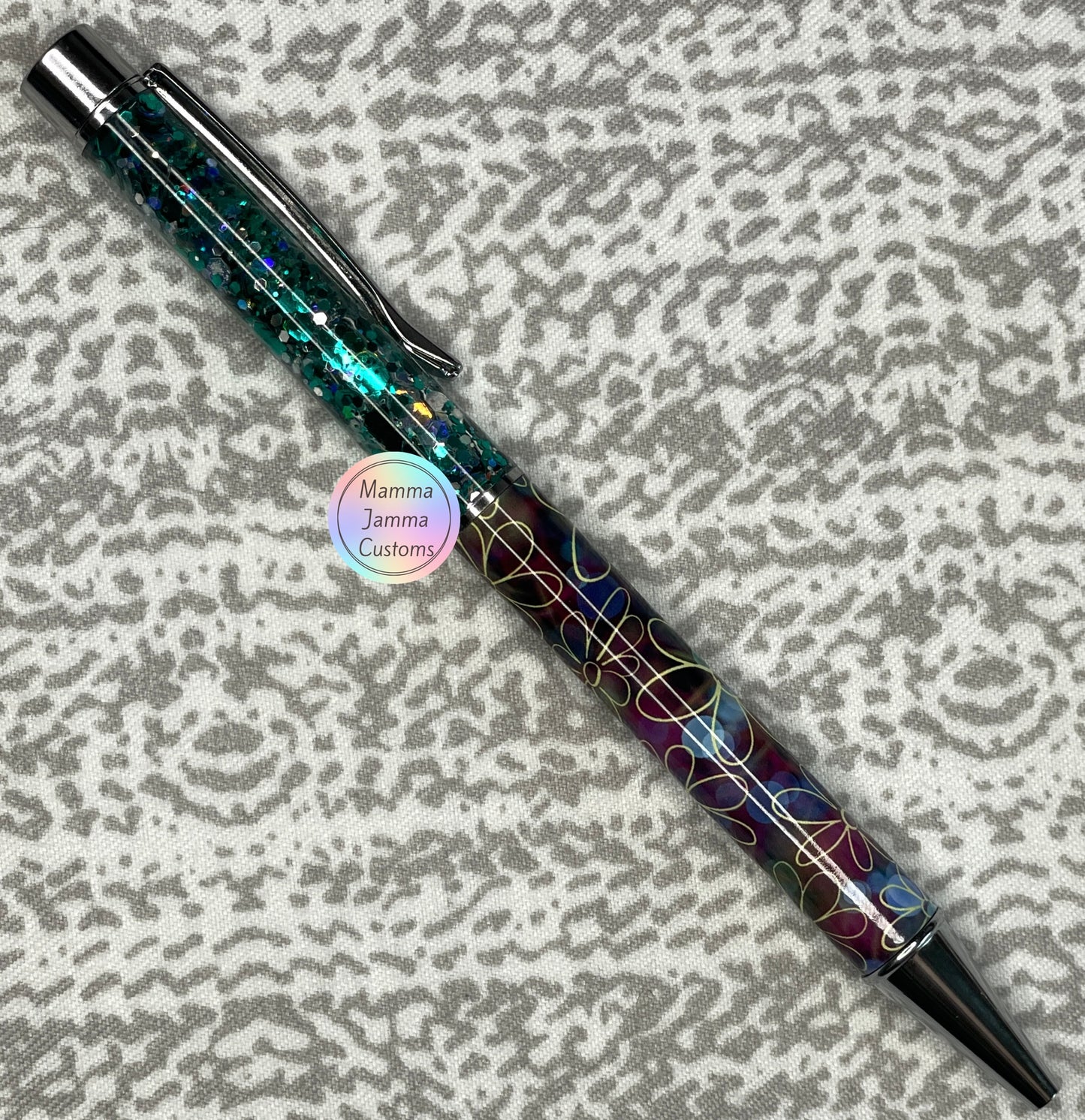 Green Flowers Snow Globe Pen