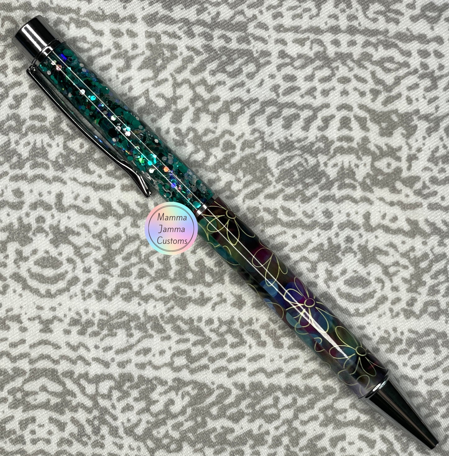 Green Flowers Snow Globe Pen