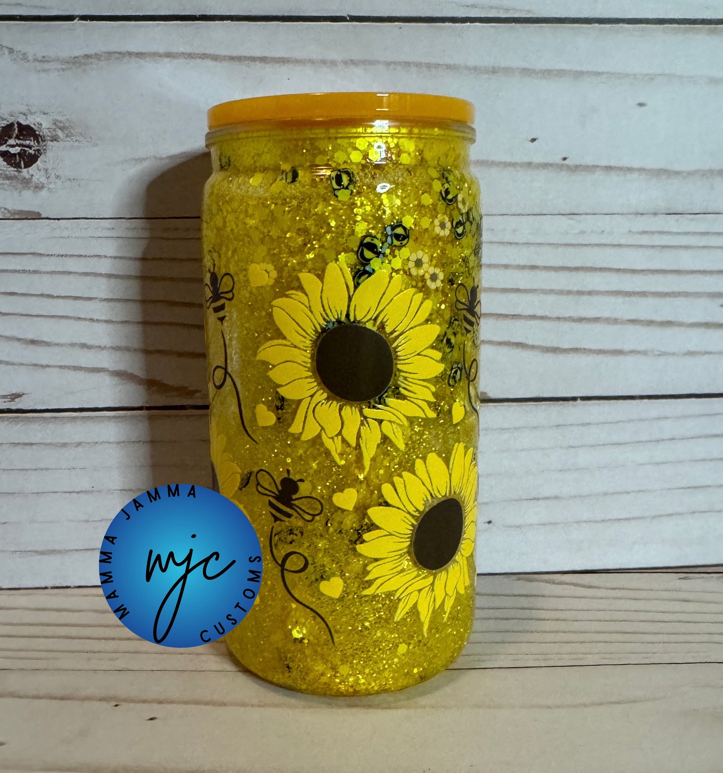 Sunflowers and Bees ACRYLIC 16 oz Snow Globe