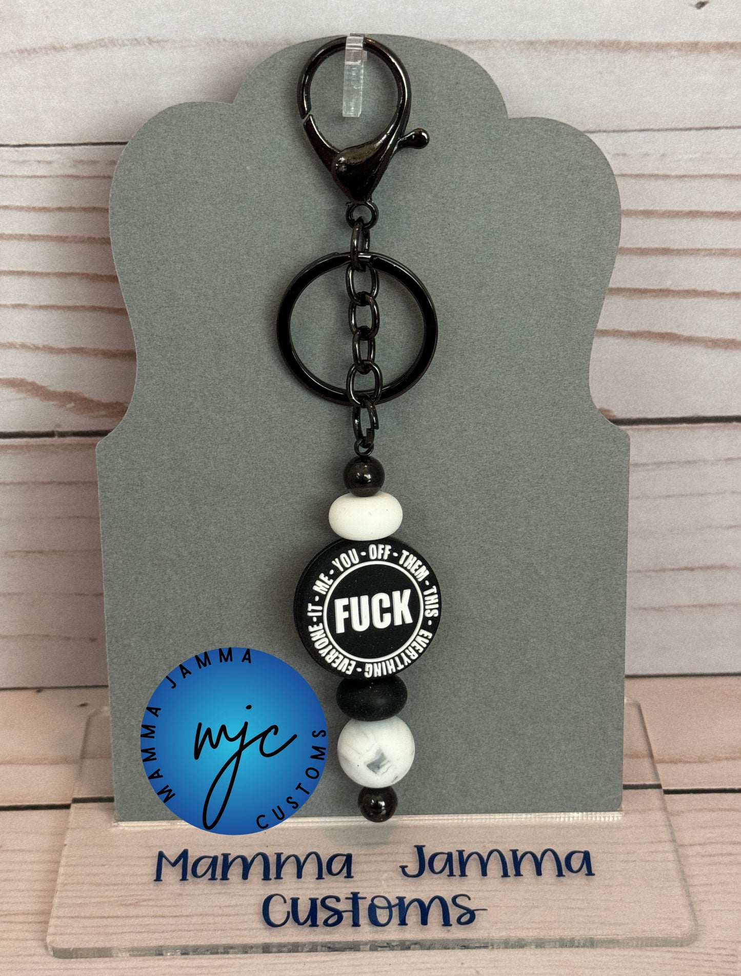 F Word Beaded Keychain