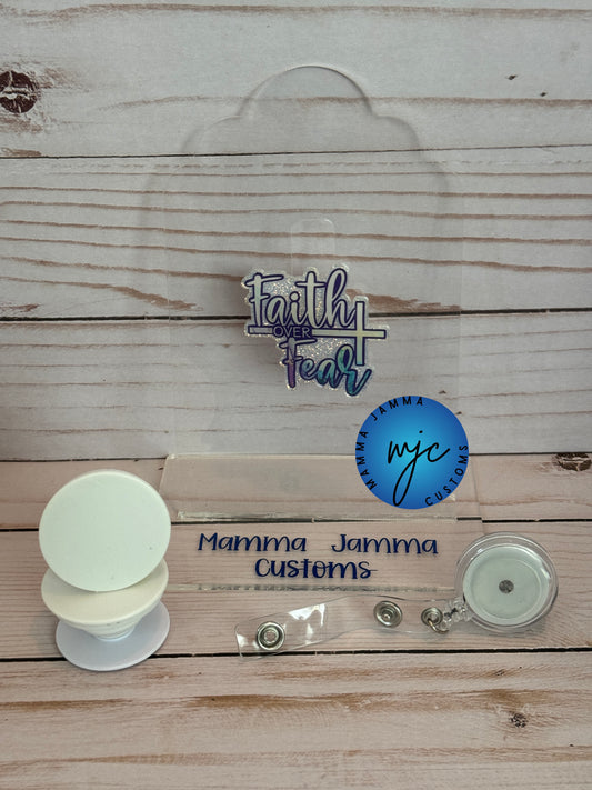 Faith Over Fear Badge Reel or Phone Grip