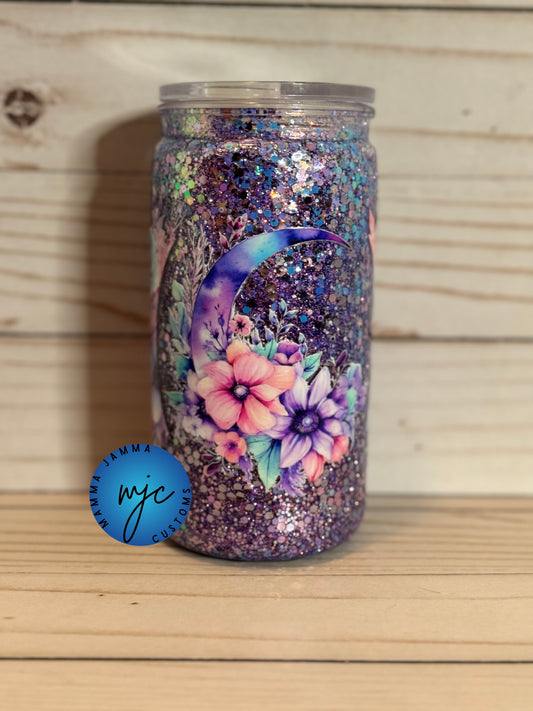 Floral Moon ACRYLIC 16 oz Snow Globe