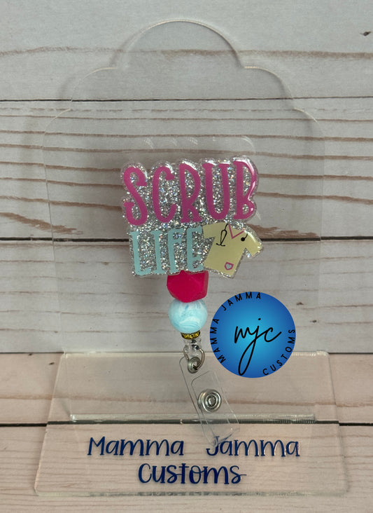 Scrub Life Beaded Badge Reel