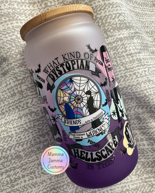 Wednesday Purple Ombre 16 oz Glass Can